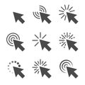 Clicks cursor vector icon set Royalty Free Stock Photo