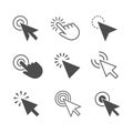 Clicks cursor vector icon set. Royalty Free Stock Photo