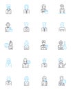 Client behavior linear icons set. Impulsive, Demanding, Meticulous, Indecisive, Picky, Arrogant, Trusting line vector