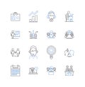 Client care line icons collection. Empathy, Listening, Communication, Trust, Responsiveness, Patience, Respect vector