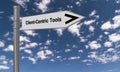 client centric tools traffic sign on blue sky