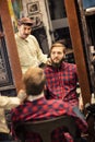 Client grooming beard and moustache Royalty Free Stock Photo