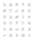 Client line icons collection. Satisfied, Responsive, Committed, Loyal, Trusrthy, Respectful, Happy vector and linear Royalty Free Stock Photo