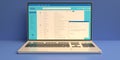 Client mail list on computer laptop screen. Email message communication