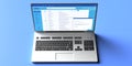 Client mail list on computer laptop screen. Email message communication