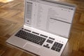 Client mail list on computer laptop screen. Email message communication