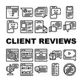 Client Review Feedback Collection Icons Set Vector