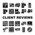 Client Review Feedback Collection Icons Set Vector