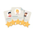 Client`s Review, Customer Feedback, User`s Comment or Satisfaction Level. Portraits of three people