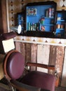 Prachuap Khiri Khan 12 August 2011 - Client`s Vintage Barber Chair in barber shop theme and wooden background,Thailand