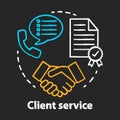 Client service chalk concept icon. Customer loyalty idea. Contract, agreement, successful deal. Partnership and Royalty Free Stock Photo