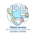 Client service concept icon. Customer loyalty idea thin line illustration. Contract, agreement, successful deal Royalty Free Stock Photo