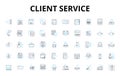 Client service linear icons set. Support, Help, Assistance, Compassion, Empathy, Relationship, Communication vector Royalty Free Stock Photo