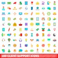 100 client support icons set, cartoon style Royalty Free Stock Photo