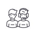 Client support team concept vector thin line icon, symbol, sign, illustration on isolated background Royalty Free Stock Photo