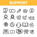 Client Support Vector Thin Line Icons Set