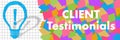 Client Testimonials Colorful Squares Texture Symbol Left Text