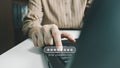 Client is typing password to access data, security verification concept for login, secure for Internet user Royalty Free Stock Photo