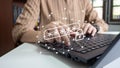 Client is typing password to access data, security verification concept for login, secure for Internet user, protected from hacker Royalty Free Stock Photo