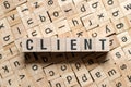 Client word written on wood block Royalty Free Stock Photo