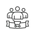 Clients, icon in line design. Client, customer, business, service, communication, feedback, contract on white background