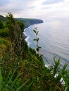 Cliff of Algarvia seen from the miradouro Despe-te-que-Suas on the island of Sao Miguel