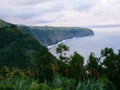 Cliff of Algarvia seen from the miradouro Despe-te-que-Suas on the island of Sao Miguel