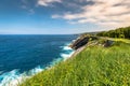 Cliff area in the resort town of Llanes, Spain