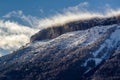 Cliff of Ceuze mountain with snow in Winter, Southern Alps, France