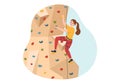 Cliff Climbing Illustration with Climber Climb Rock Wall or Mountain Cliffs and Extreme Activity Sport in Flat Cartoon Hand Drawn