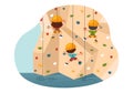 Cliff Climbing Illustration with Kids Climber Climb Rock Wall or Mountain Cliffs and Extreme Activity Sport in Flat Cartoon