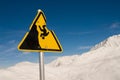 Cliff danger warning sign snow Royalty Free Stock Photo