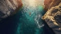 Cliff diver photo realistic illustration - Generative AI.