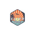 Cliff diving on the beach logo designs, palm and ocean view Royalty Free Stock Photo