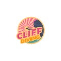 Cliff diving on the beach logo designs, palm and ocean view Royalty Free Stock Photo