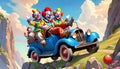 Cliff dropoff country road hazard clowns family trip Royalty Free Stock Photo