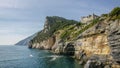 Cliff and fort near Portovenere, Cinque Terre Royalty Free Stock Photo