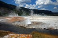 Cliff Geyser next to Iron Spring Creek in Black Sand Geyser Basin in Yellowstone National Park in Wyoming USA Royalty Free Stock Photo