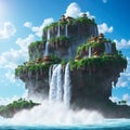 Cliff Hanging Floating Island. Generative AI