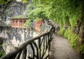 The Cliff Hanging Walkway and red balcony at Tianmen Mountain, The Heaven`s Gate at Zhangjiagie, Hunan Province, China, Asia Royalty Free Stock Photo