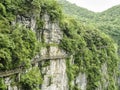 The Cliff Hanging Walkway at Tianmen Mountain, The Heaven`s Gate at Zhangjiagie, Hunan Province, China, Asia