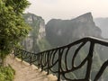 The Cliff Hanging Walkway at Tianmen Mountain, The Heaven`s Gate at Zhangjiagie, Hunan Province, China, Asia Royalty Free Stock Photo