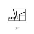 Cliff icon. Trendy modern flat linear vector Cliff icon on white