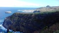 Cliff of Mosteiros on the Atlantic ocean seen from the miradouro do Escalvado on the island of Sao Miguel in Azores Royalty Free Stock Photo