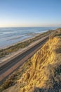 Cliff overlooking railroad and serene sea at scenic Del Mar Southern Califronia Royalty Free Stock Photo