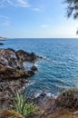 Cliff With A Privileged View Of The Infinite Ocean At Sunset Playa De Las Americas. April 11, 2019. Santa Cruz De Tenerife Spain Royalty Free Stock Photo