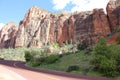 Cliff on a road in Zion National Park Royalty Free Stock Photo