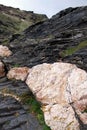 Cliff rock detail and quartz stone