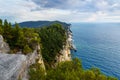 Cliff sea coast from Muzzerone mountain. Portovenere or Porto Venere town on Ligurian coast. Italy Royalty Free Stock Photo