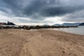 Cliff and sea in winter - Lerici Gulf of La Spezia Italy Royalty Free Stock Photo